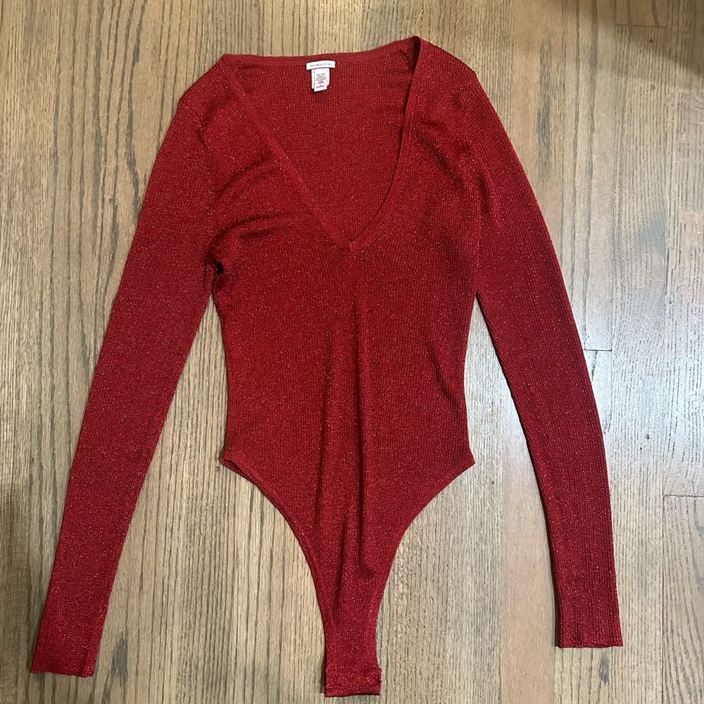 Victoria Secret Sparkly Red Bodysuit-Size Medium